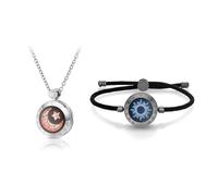 Set Bracciale e Collana Touch Intelligente: Gioiello di Coppia Sole e Luna con Luce e Vibrazione al Tocco, Regalo per Relazioni a Distanza, Connessione Bluetooth 1:1 via App