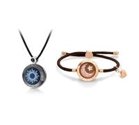 Set Bracciale e Collana Touch Intelligente: Gioiello di Coppia Sole e Luna con Luce e Vibrazione al Tocco, Regalo per Relazioni a Distanza, Connessione Bluetooth 1:1 via App