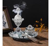 Set bruciatore di incenso in vetro, porta incenso arabo per casa, camera da