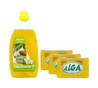 SET BUCATO: Sapone in Gel Concentrato per Bucato 1L - 3 x Sapone all'Olio di Cocco per Bucato 400 g