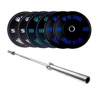 Set Bumper e Bilanciere Olimpico | Kit bumper coppie 5, 10 e 20 kg foro 50 mm | Bilanciere Olimpico 220 cm