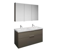 Set burgbad Eqio, composé d'une armoire de toilette à droite, d'un double lavabo en céramique et d'un meuble sous lavabo, largeur 1230mm, SFAQ123LF2010C0001G0146, SFAQ123LF2010C0001G0146, Colorazione: