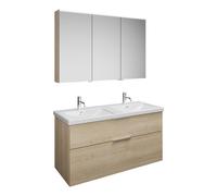 Set burgbad Eqio, composé d'une armoire de toilette à droite, d'un double lavabo en céramique et d'un meuble sous-lavabo, largeur 1230mm, SFAQ123RF3180C0001G0146, SFAQ123RF3180C0001G0146, Colorazione: