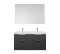 Burgbad Eqio mobile con lavabo doppio Slim in ceramica integrato, con armadietto a specchio, SHCR122LF6584C0001G0146, Eqio [Mobili da Bagno > Set Mobili da Bagno]