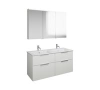 Set burgbad Eqio, composé d'une armoire de toilette à gauche, d'un double lavabo en céramique Slim et d'un meuble sous-lavabo, largeur 1220mm, SHCR122LF2009C0001G0146, SHCR122LF2009C0001G0146, Coloraz