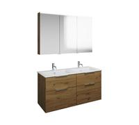 Burgbad Eqio mobile con lavabo doppio Slim in ceramica integrato, con armadietto a specchio, SHCR122LF5662C0001G0146, Eqio [Mobili da Bagno > Set Mobili da Bagno]