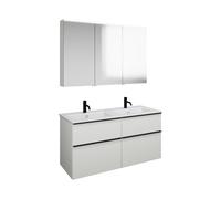 Burgbad Eqio mobile con lavabo doppio Slim in ceramica integrato, con armadietto a specchio, SHCR122LF6583C0001G0146, Eqio [Mobili da Bagno > Set Mobili da Bagno]