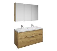 Set burgbad Eqio, composé d'une armoire de toilette à droite, d'un lavabo en céramique avec 2 trous pour robinetterie et d'un meuble souslavabo, largeur 1230mm, SFAO123LF5662C0001G0146, SFAO123LF5662C