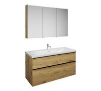 Set burgbad Eqio, composé d'une armoire de toilette à droite, d'un lavabo en céramique et d'un meuble sous lavabo, largeur 1230mm, SFAN123LF5662C0001G0252, SFAN123LF5662C0001G0252, Colorazione: Rovere
