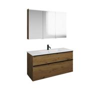 Set burgbad Eqio, composé d'une armoire de toilette à droite, d'un lavabo en céramique Slim et d'un meuble sous lavabo, largeur 1220mm, SHCP122LF5662C0001G0252, SHCP122LF5662C0001G0252, Colorazione: R
