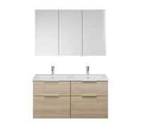 Set burgbad Eqio, composé d'une armoire de toilette à gauche, d'un double lavabo Slim en céramique et d'un meuble sous lavabo, largeur 1220mm, SHCR122RF3180C0001G0146, SHCR122RF3180C0001G0146, Coloraz