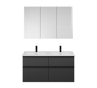 Burgbad Eqio mobile con lavabo doppio Slim in ceramica integrato, con armadietto a specchio, SHCR122RF5662C0001G0146, Eqio [Mobili da Bagno > Set Mobili da Bagno]