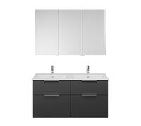 Burgbad Eqio mobile con lavabo doppio Slim in ceramica integrato, con armadietto a specchio, SHCR122RF6584C0001G0146, Eqio [Mobili da Bagno > Set Mobili da Bagno]