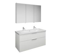 Set burgbad Eqio, composé d'une armoire de toilette à gauche, d'un lavabo en céramique avec 2 trous pour robinetterie et d'un meuble souslavabo, largeur 1230mm, SFAO123RF2009C0001G0146, SFAO123RF2009C