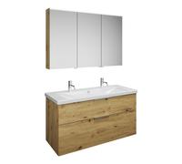 Set burgbad Eqio, composé d'une armoire de toilette à gauche, d'un lavabo en céramique avec 2 trous pour robinetterie et d'un meuble souslavabo, largeur 1230mm, SFAO123RF5662C0001G0146, SFAO123RF5662C