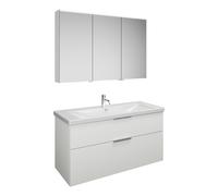 Set burgbad Eqio, composé d'une armoire de toilette à gauche, d'un lavabo en céramique et d'un meuble sous lavabo, largeur 1230mm, SFAN123RF2009C0001G0146, SFAN123RF2009C0001G0146, Colorazione: Bianco