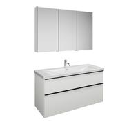 Set burgbad Eqio, composé d'une armoire de toilette à gauche, d'un lavabo en céramique et d'un meuble sous lavabo, largeur 1230mm, SFAN123RF2009C0001G0252, SFAN123RF2009C0001G0252, Colorazione: Bianco