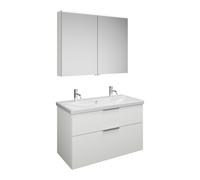 Set burgbad Eqio, composé d'une armoire de toilette, d'un lavabo en céramique avec 2 trous pour robinetterie et d'un meuble sous-lavabo, largeur 1030mm, SFAO103F2009C0001G0146, SFAO103F2009C0001G0146,