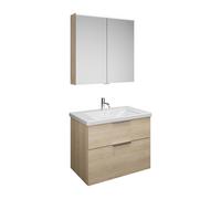 Set burgbad Eqio, composé d'une armoire de toilette, d'un lavabo en céramique et d'un meuble sous-lavabo, largeur 830mm, SFAN083F3180C0001G0146, SFAN083F3180C0001G0146, Colorazione: Rovere Decor Cashm