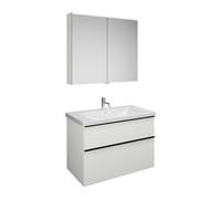 Set burgbad Eqio, composé d'une armoire de toilette, d'un lavabo en céramique et d'un meuble sous-lavabo, largeur 930mm, SFAN093F2009C0001G0252, SFAN093F2009C0001G0252, Colorazione: Bianco lucido / Bi