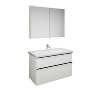 Set burgbad Eqio, composé d'une armoire de toilette, d'un lavabo en céramique et d'un meuble sous-lavabo, largeur 1030mm, SFAN103F2009C0001G0252, SFAN103F2009C0001G0252, Colorazione: Bianco lucido / B
