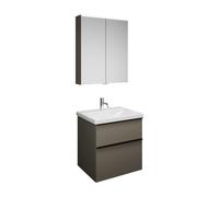 Set burgbad Eqio, composé d'une armoire de toilette, d'un lavabo en céramique et d'un meuble sous-lavabo, largeur 650mm, SFAN065F2010C0001G0252, SFAN065F2010C0001G0252, Colorazione: Grigio lucido / Gr