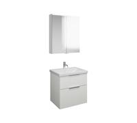 Set burgbad Eqio, composé d'une armoire de toilette, d'un lavabo en céramique et d'un meuble sous-lavabo, largeur 650mm, SFAN065F6582C0001G0146, SFAN065F6582C0001G0146, Colorazione: Bianco opaco / Bia