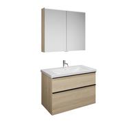 Set burgbad Eqio, composé d'une armoire de toilette, d'un lavabo en céramique et d'un meuble sous-lavabo, largeur 930mm, SFAN093F3180C0001G0252, SFAN093F3180C0001G0252, Colorazione: Rovere decoro Cash