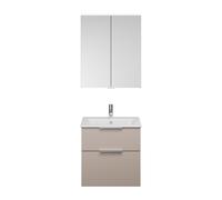 Set burgbad Eqio, composé d'une armoire de toilette, d'un lavabo en céramique Slim et d'un meuble sous-lavabo, largeur 650mm, SHCP062F6583C0001G0146, SHCP062F6583C0001G0146, Colorazione: Grigio chiaro
