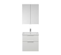 Set burgbad Eqio, composé d'une armoire de toilette, d'un lavabo en céramique Slim et d'un meuble sous-lavabo, largeur 650mm, SHCP062F6582C0001G0146, SHCP062F6582C0001G0146, Colorazione: Bianco opaco
