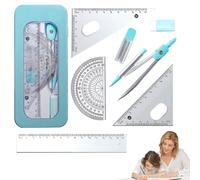 Set bussola e goniometro,Set goniometro e bussola, Set di matematica per la geometria degli studenti, Scatola di kit di protezione per materiale scolastico e scolastico, per disegno