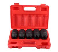 Set Bussole a Impatto, Bussole a Impulsi Profondo da 1/2 pollici, Set di 5 Bussola a 12 Punti, 30mm, 32mm, 34mm, 35mm, 36mm Bussola Metrici a Impatto Profondo, per Cricchetto da 1/2 Pollici