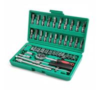 SET BUSSOLE E INSERTI 46 PEZZI 1/4" CR-V CRICCHETTO PROLUNGA VALIGETTA CTC-686