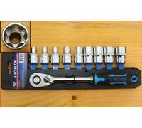 Set Bussole esagonale 1/2'' con Cricchetto Reversibile - Misure E10-E24