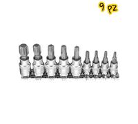 Set Bussole Torx 9 o 11 Pz Attacco 1/2", 1/4" e 3/8" Acciaio Cromato CR-V Chiav