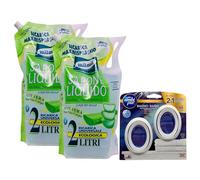 SET: Busta Maxi Ricarica SAPONE LIQUIDO Per Mani, Viso e Corpo ALOE VERA. Pensato Per L'Igiene e La Pulizia Quotidiana 2L + Profumatore BAGNO, OCEANO (Pacco Doppio) (2 Busta + 1 Profumatore)