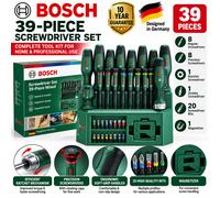 Set cacciaviti BOSCH 39 pezzi con cricchetto, 20 punte e driver di...