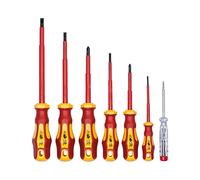 Set cacciaviti da 7 pezzi certificati VDE con voltmetro | WIESEMANN 80218 | punte a taglio e PH