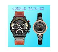 (set cachi) Orologi da coppia Current, coppia di orologi da uomo e da donna, cronografi, orologi da