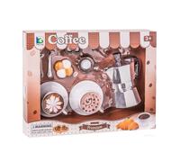 SET CAFFE GIOCATTOLO BAMBINI CON CAFFETTIERA TAZZINE E CUCCHIAINI PER 2 PERSONE