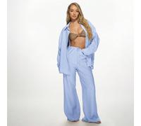 Set caftano da spiaggia in lino, camicia oversize con bottoni e pantaloni palazzo a gamba ampia, abbigliamento casual da vacanza estiva, coordinato leggero L,M,S,XL,XS,XXL,XXS,XXXL,XXXXLTessuto intrec