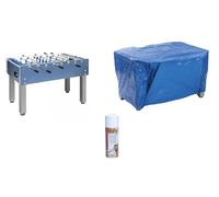 Set Calciobalilla con copertura e spray per aste. Calciobalilla Master Pro con aste rientranti e campo in vetro temperato, copertura impermeabile e spray non grasso per le aste. Gervasi Sport