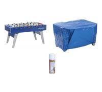 Set Calciobalilla con copertura e spray per aste. Calciobalilla Master Pro con aste uscenti e campo in vetro temperato, copertura impermeabile e spray non grasso per le aste. Gervasi Sport