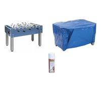 Set Calciobalilla per esterno con copertura e spray per aste. Calciobalilla G-500 Weatherproof con aste telescopiche, copertura impermeabile e spray non grasso per le aste. Gervasi Sport