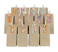Set Calendario dell'Avvento conigli a righe con sacchetti di carta e pinza in...
