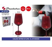 Set Calici Vetro Rosso Pasabahce 49 icchiere Vino Acqua Tavola Confezione