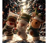 Set Calze Natalizie Grandi con Babbo Natale Pupazzo di Neve e Renne per Vacanze