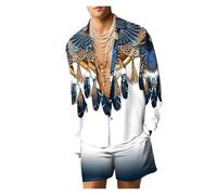 Set Camicia da Spiaggia Camicie Moda Uomo Pantaloncini Set Due Pezzi Camicia Hawaii Abiti da Spiaggia for vocazione Streetwear per Le Vacanze(Color 21,XL)