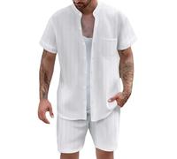 Set camicia e pantaloncini da uomo tuta sportiva estiva camicie oversize e pantaloncini da jogging 2 pezzi abbigliamento sportivo casual jacquard strutturato pantaloni corti abbinati set per vacanze