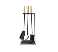 Set Camino 3 Pezzi 69x23x14 cm Scopino Paletta e Attizzatoio con Supporto Fantastic Nero/argento